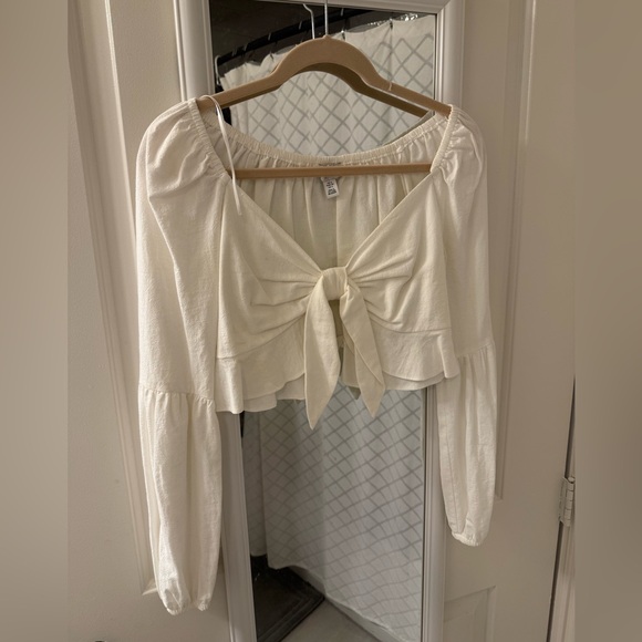 Topshop Tops - Topshop Cream Women's Tie Top
